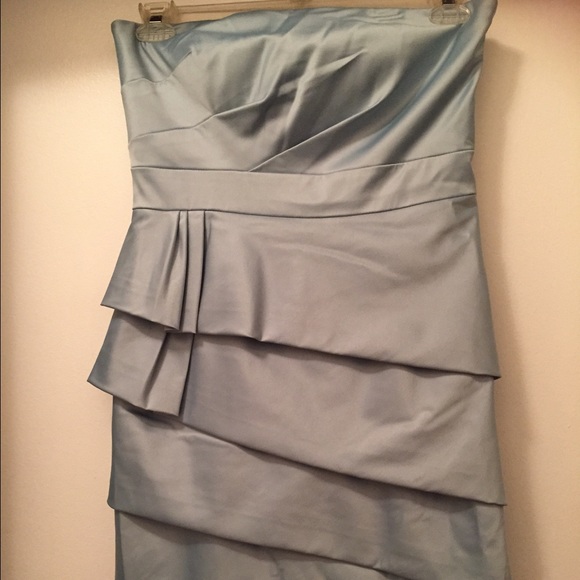 JS collections. Light blue strapless dress