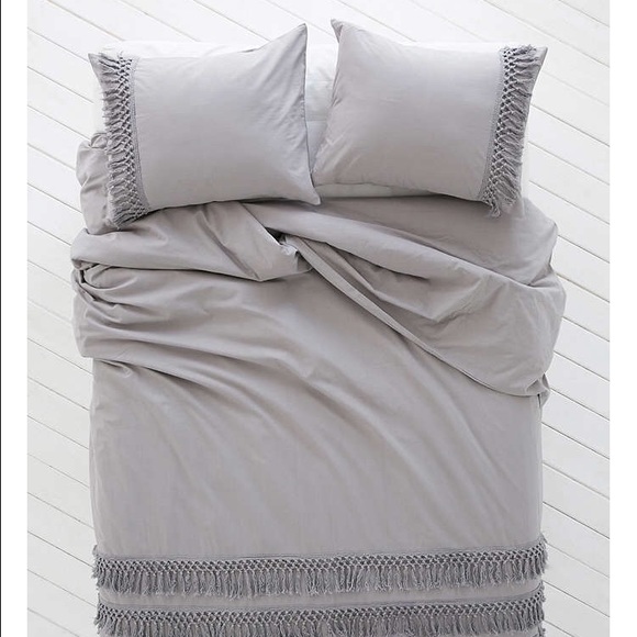 Magical Thinking Net Tassel Duvet Cover - gray