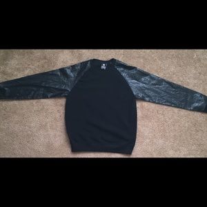 Winter Sweatshirt with Leather Sleeves