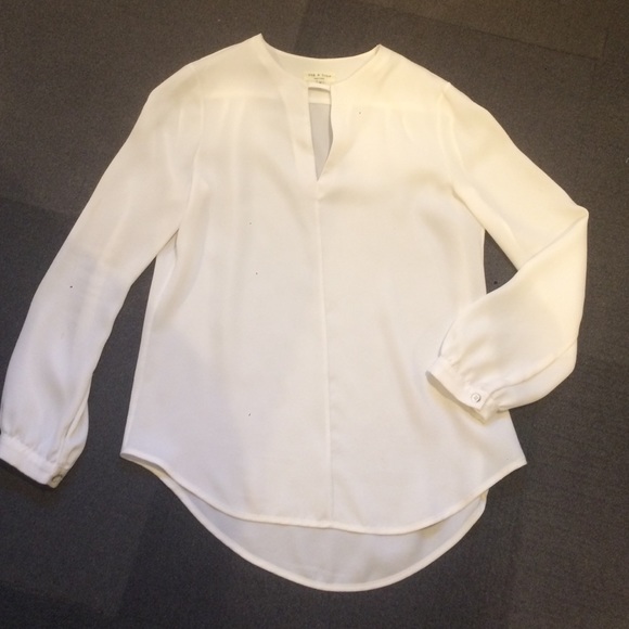 Rag & Bone white long sleeve blouse size M