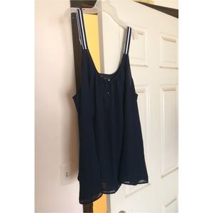 Plus size navy chiffon tank