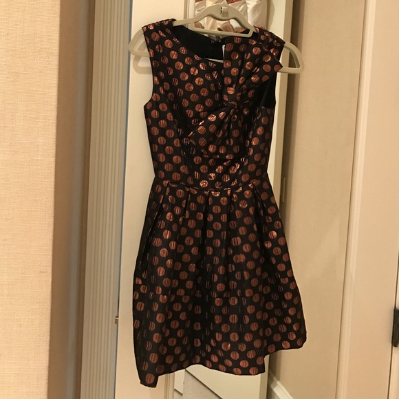 Anthropologie Metallic polka-dot party frock