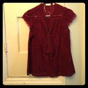 Lacey tie-front blouse