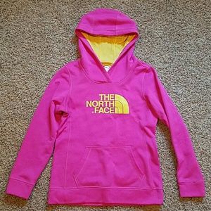 Pink and Yellow North Face hoodie