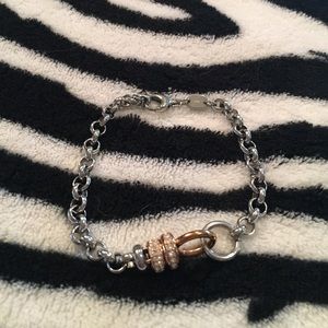 Fossil Silver and Rose Gold Link Bracelet