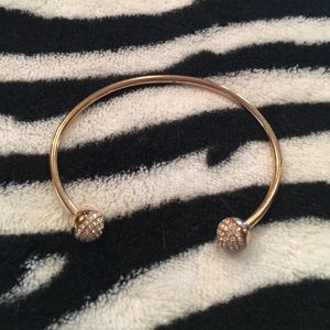 Fossil Rose Gold Pave Crystal Open-Cuff Bracelet