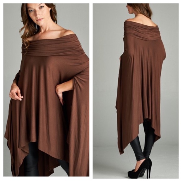 📣 Liquidation 📣 Brown Asymmetrical Poncho - Picture 4 of 4