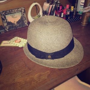 Woven retro sun hat with bow detail