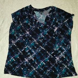 Cowl neck blouse, short sleeve