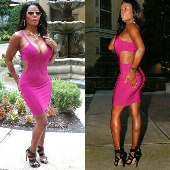 New Years Eve Royal Purple Bandage Dress - Picture 3 of 5