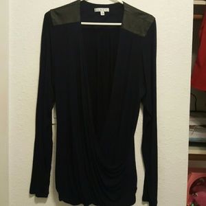 Cabi Navy Blue Wrap Top