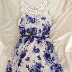 Sequin Hearts Dress (blue white, lace) Women's 9