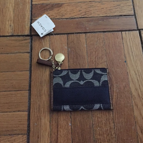 Coach denim blue card case/wristlet//id holder