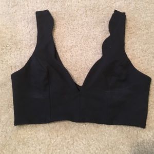 Sexy little black crop top low V cut size small