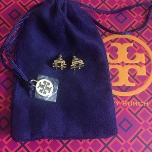 Authentic Tory Burch gold T earrings