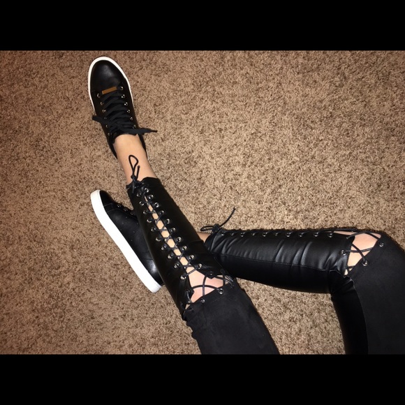 Nasty Gal Pants - Maniere De Voir suede and leather leggings