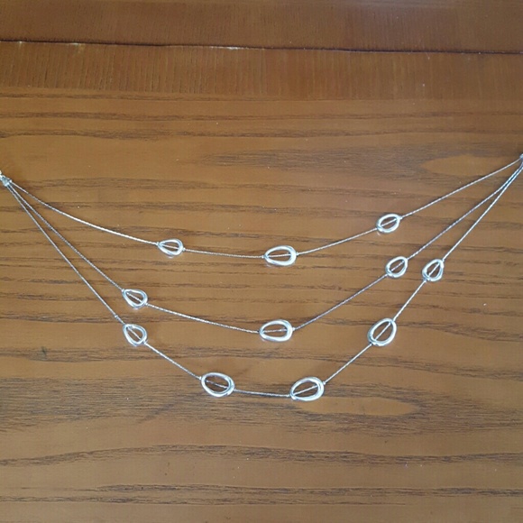 Trifari silver toned 3 strand necklace with ovals