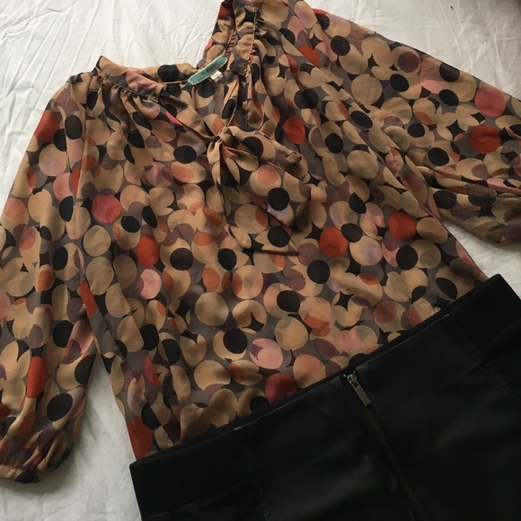 Sheer polkadot bowtie blouse