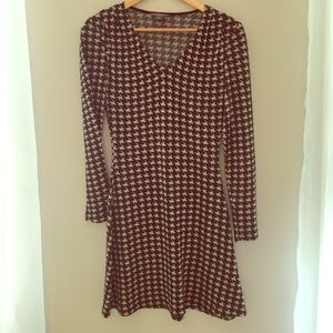 Brown and tan houndstooth winter dress