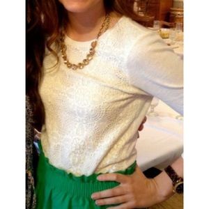 J. Crew White/Cream Lace front tee