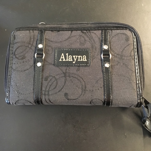 Black Wallet with "Alayna" monogram
