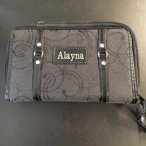 Black Wallet with "Alayna" monogram