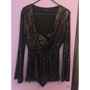 Black Sequin Romper