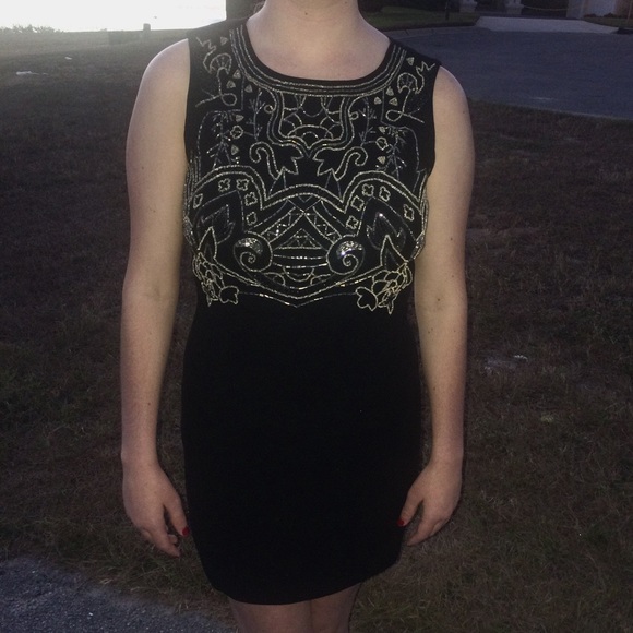Beaded Cocktail Dress With Bows
