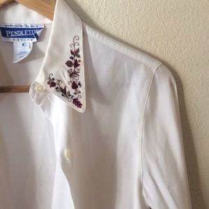 Embroidered Button Down Top