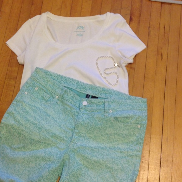 Light Teal Floral Jeans, Great for Spring!!