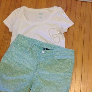 Light Teal Floral Jeans, Great for Spring!!