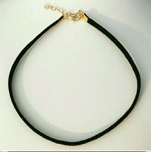 Thin Black & Gold Velvet Choker