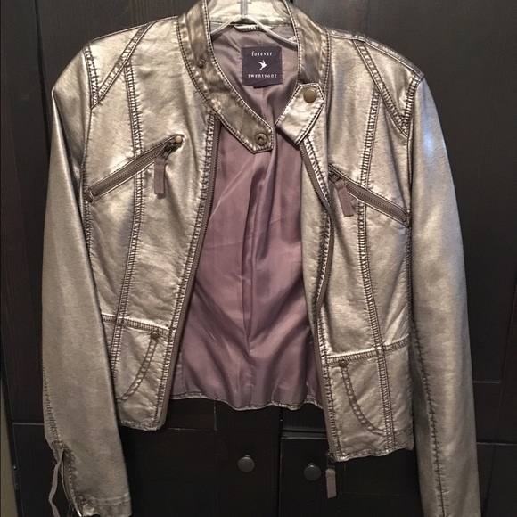 Forever 21 gold metallic motorcycle jacket, S