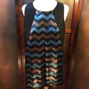 Multi Color Sequins Top Joy Joy Geometric Design