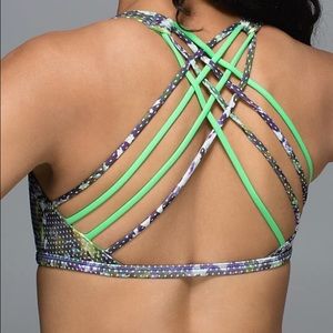 Green floral free to be wild sports bra