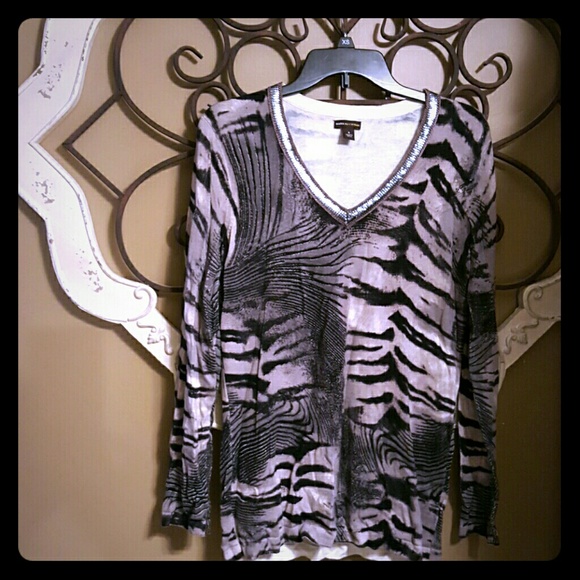 Dana Buchman zebra party sweater with sequins