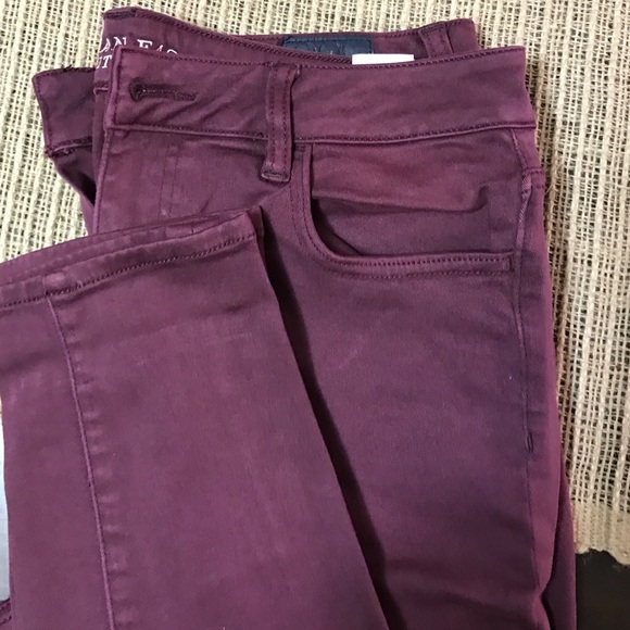 AE Denim burgundy hi rise jeggings