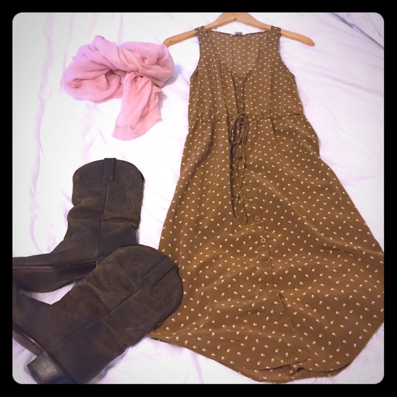 Silk Fossil button down sleeveless shirt dress XS