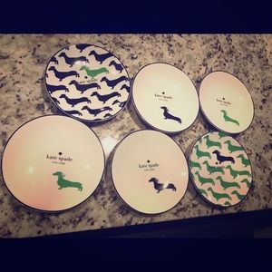 Kate Spade Dachshund Dog dessert dish SET