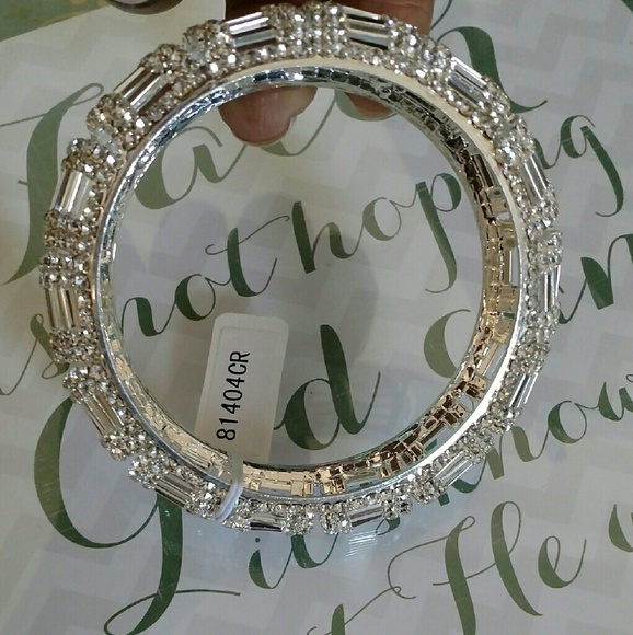 Silver Rhinestone encrusted Bangle - Picture 3 of 3