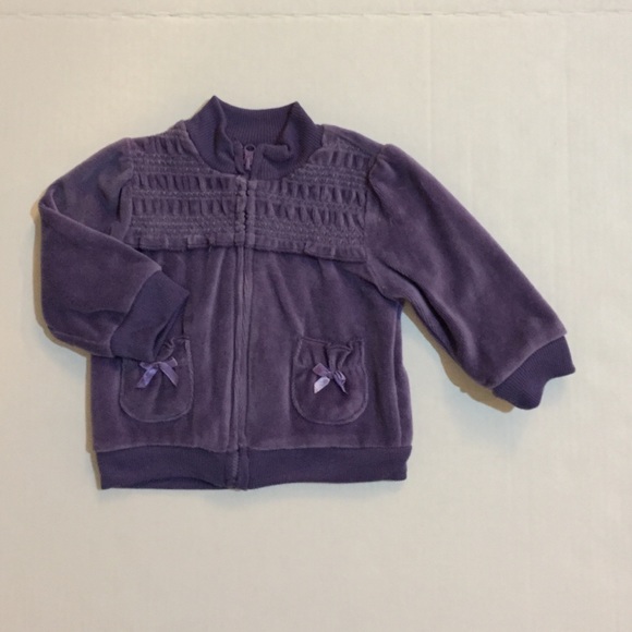 Calvin Klein Baby Girl Purple Velour Set Size 3/6M - Picture 2 of 3