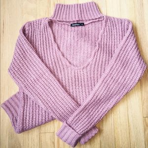 Boohoo Choker Sweater Antique Rose