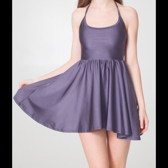American Apparel Nylon Tricot Skater Dress Gray XS