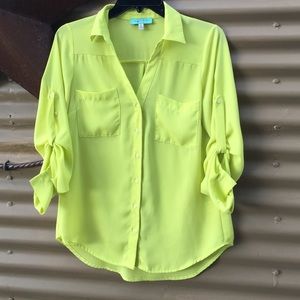 Long sleeve neon yellow blouse