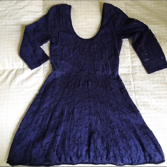 Dark Blue Lace Free People Mini Dress