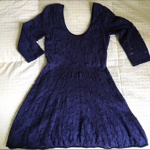 Dark Blue Lace Free People Mini Dress