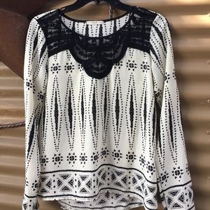 White and black blouse