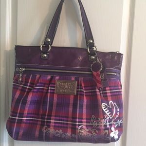 Plaid "Poppy" Coach tote