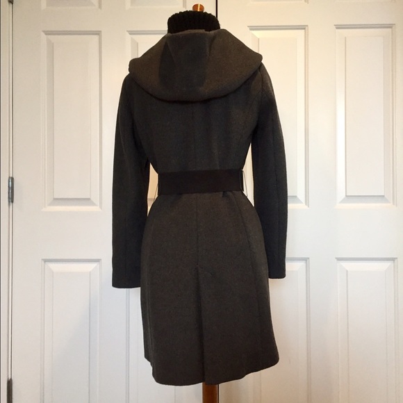 🆕 Zara Gray Wool Coat with Leather Belt Size L - Picture 3 of 4