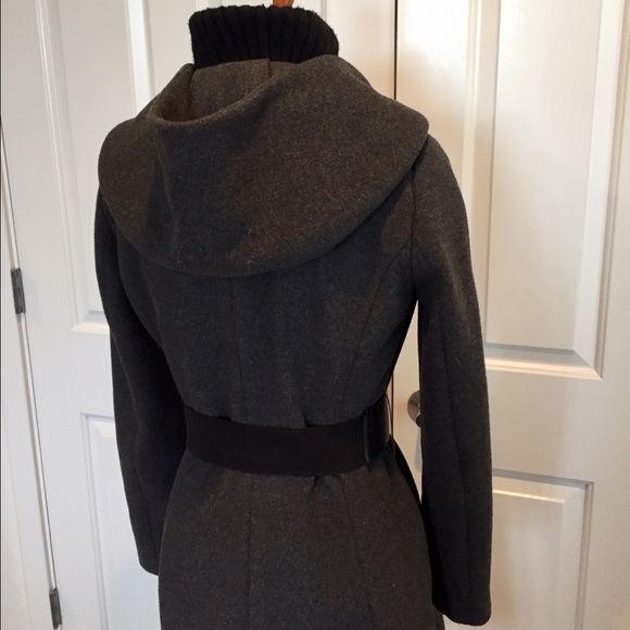 🆕 Zara Gray Wool Coat with Leather Belt Size L - Picture 4 of 4